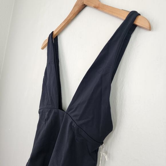 NEW Mara Hoffman Audrey Deep V-Neck One Piece Black Swimsuit - Picture 6 of 14